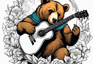 BEAR PLAYING GUITAR tattoo idea