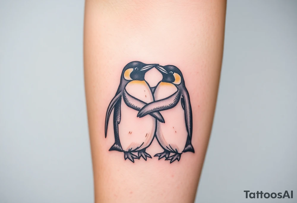 Penguins hugging tattoo idea