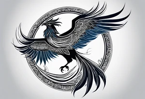 croquis d'un phoenix, lune bleu tattoo idea