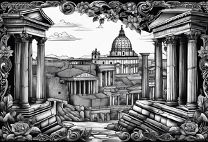 ancient ruins of Rome tattoo idea