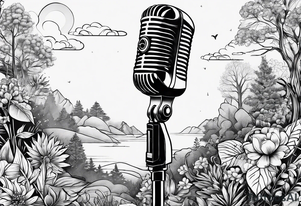 A microphone in nature tattoo idea