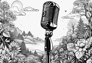 A microphone in nature tattoo idea