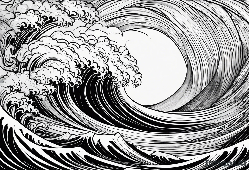picture 8 by 8 centimeters of sea waves during a storm tattoo idea
