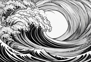 picture 8 by 8 centimeters of sea waves during a storm tattoo idea