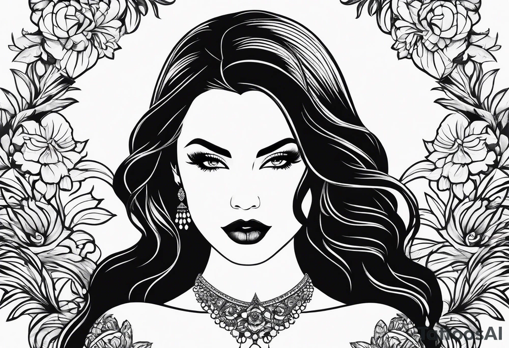 Couple black silhouette woman has long hair tattoo idea