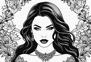 Couple black silhouette woman has long hair tattoo idea