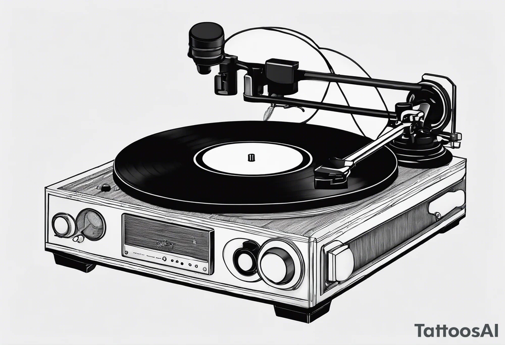 Recordplayer minimalistic in 2D tattoo idea