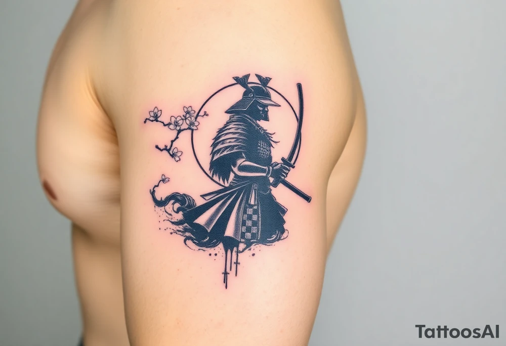 noble samurai warrior silhouette at sunset with cherry blossoms tattoo idea noble samurai warrior silhouette at sunset with cherry blossoms tattoo idea