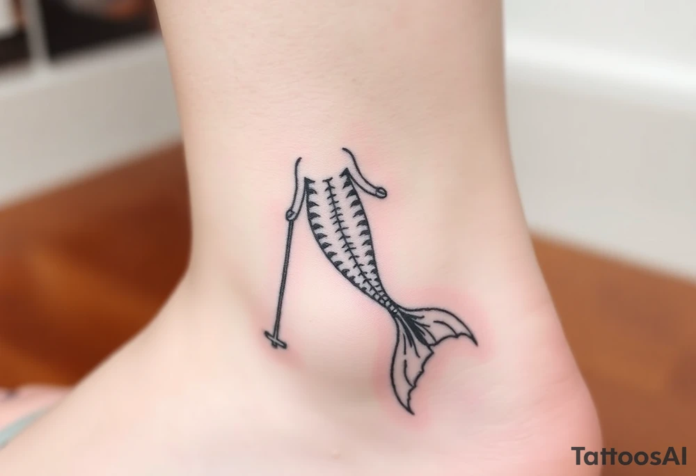 Mermaid tail with crutches tattoo idea