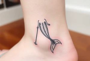 Mermaid tail with crutches tattoo idea