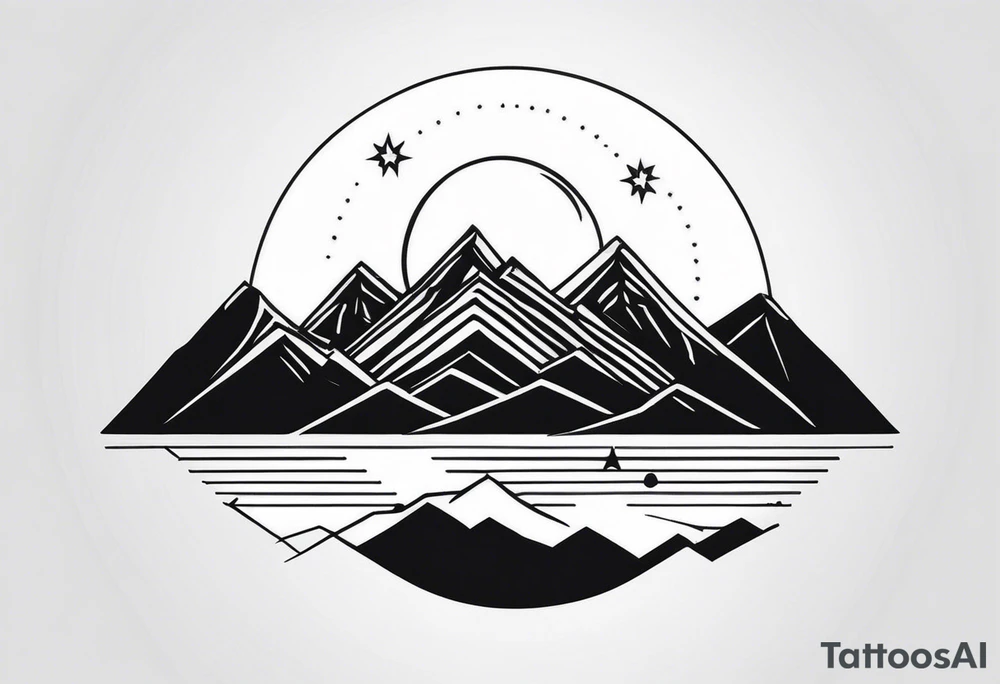 Mountain Range with a Sun tattoo idea