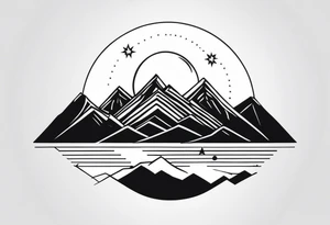 Mountain Range with a Sun tattoo idea