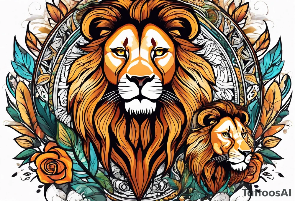 Lion and lioness with august 17 & 18 tattoo idea