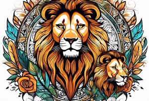 Lion and lioness with august 17 & 18 tattoo idea