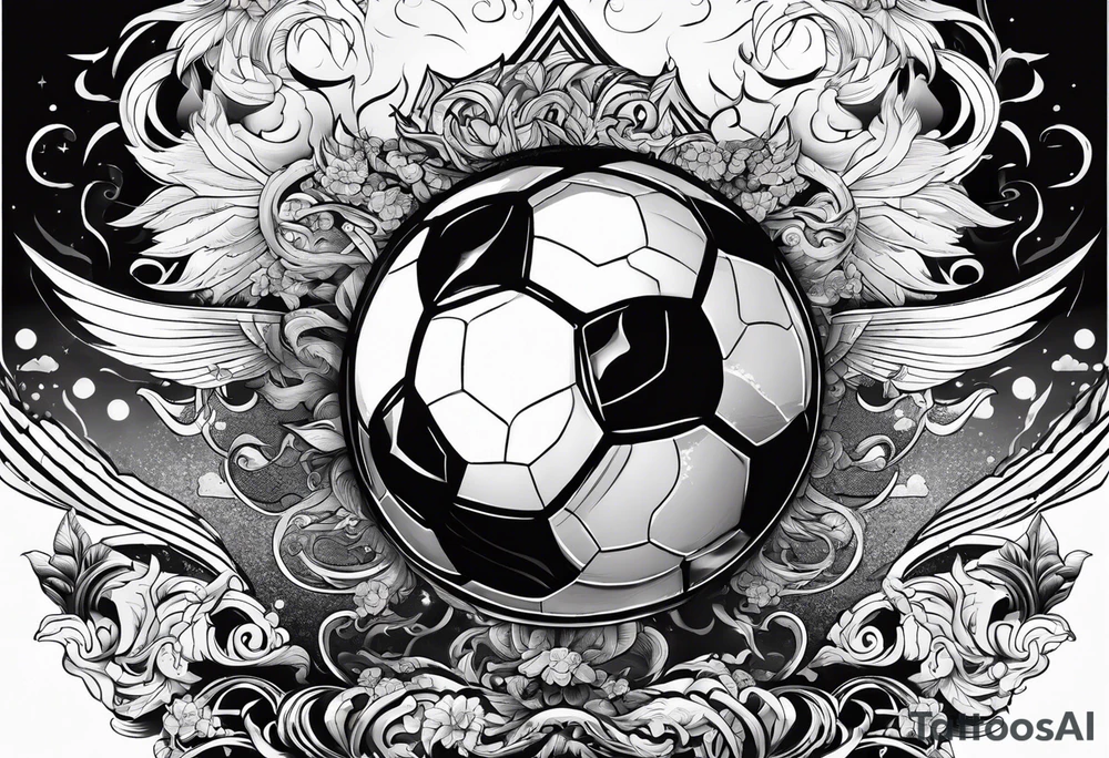 God with soccer and lighting with an ocean tattoo idea