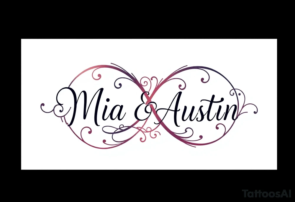 Infinity symbol with the name's Mia and Austin tattoo idea
