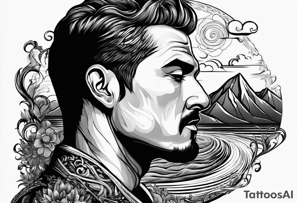 man with multiple voices in his head turning into a river tattoo idea man with multiple voices in his head turning into a river tattoo idea