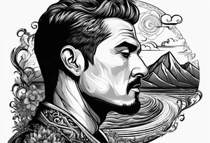 man with multiple voices in his head turning into a river tattoo idea