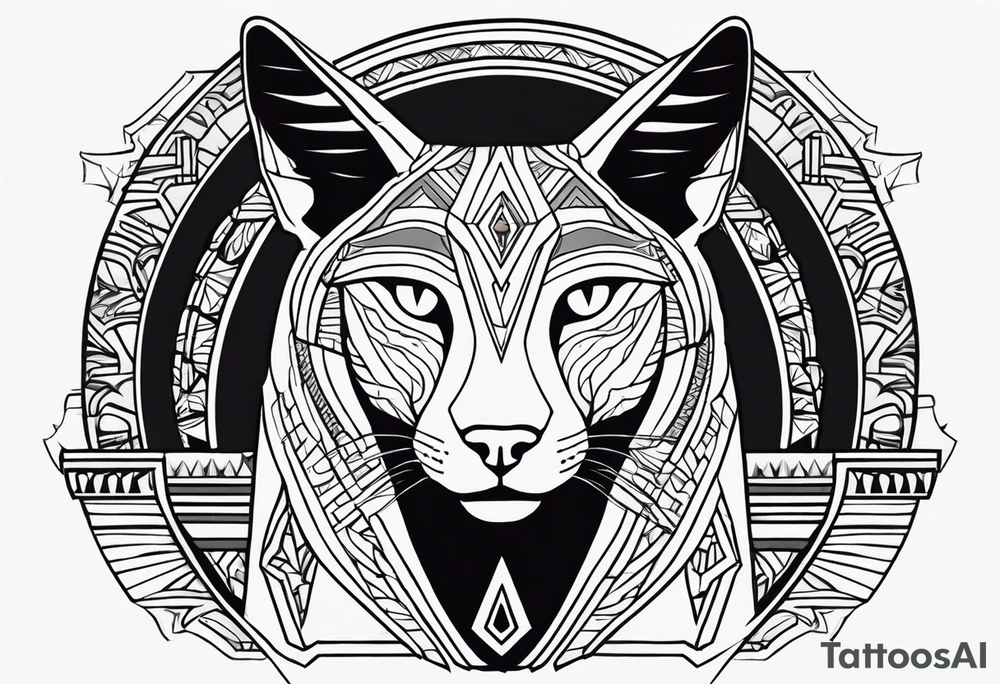 Simple tattoo of Bastet in a simple way, masculine but with the eye of Ra tattoo idea