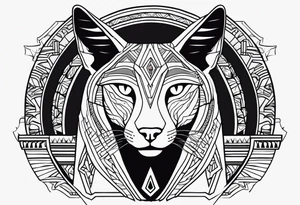 Simple tattoo of Bastet in a simple way, masculine but with the eye of Ra tattoo idea