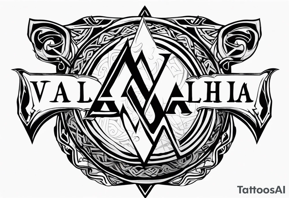 Valhalla sword shield dragon axe Valknut tribal tattoo idea Valhalla sword shield dragon axe Valknut tribal tattoo idea