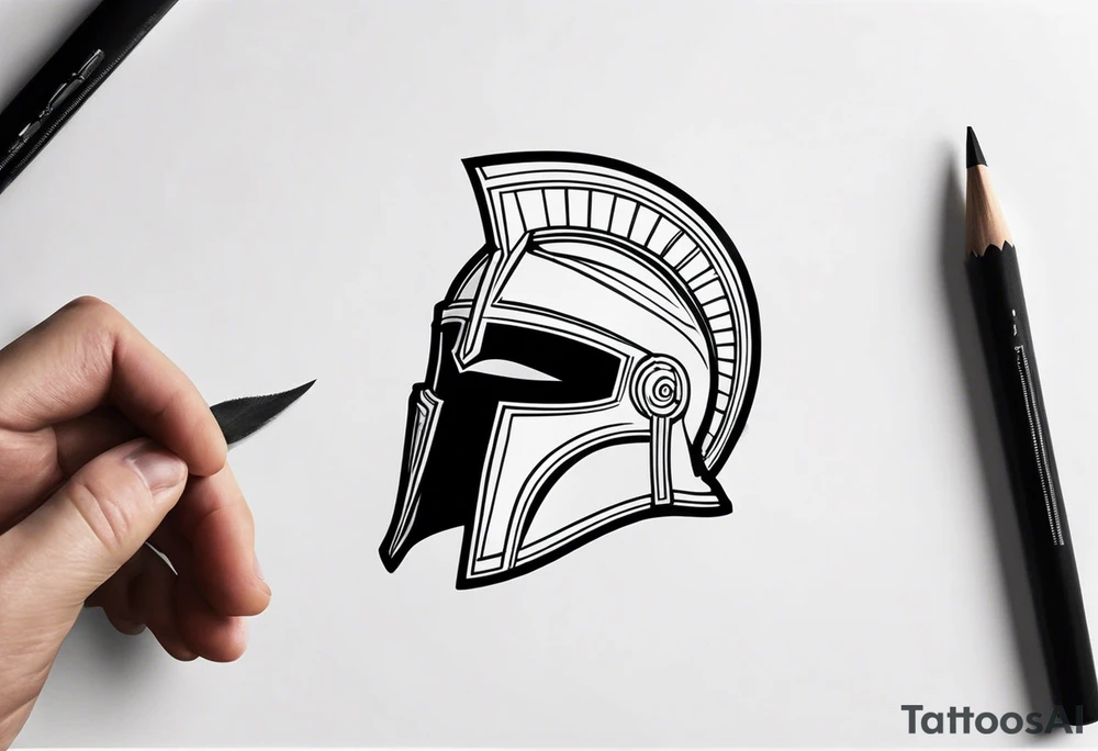 Ancient spartan helmet in a trinity symbol tattoo idea