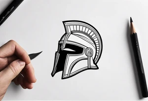 Ancient spartan helmet in a trinity symbol tattoo idea
