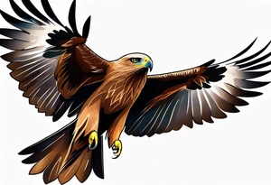 Black kite. Soft. Small. Child like. Environmental elements. Girly. tattoo idea