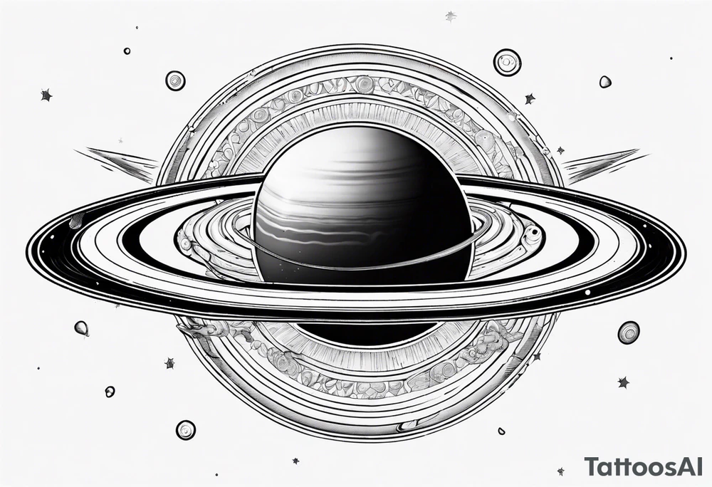 saturn with rings filled with alcohol tattoo idea