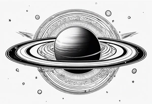 saturn with rings filled with alcohol tattoo idea