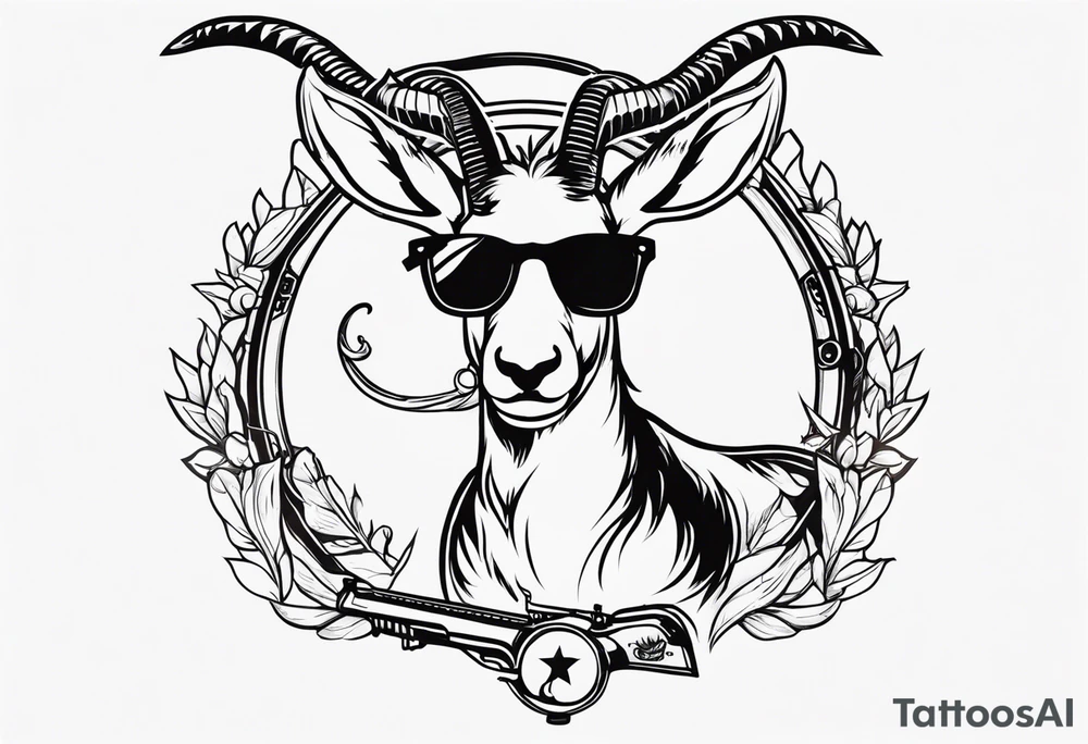 capricorn with sunglasses and shotgun tattoo idea