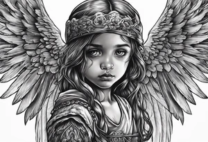 Kid looking up at the angel of death tattoo idea