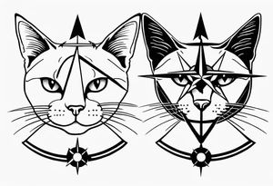 Matching cats with an anchor and a compass tattoo idea