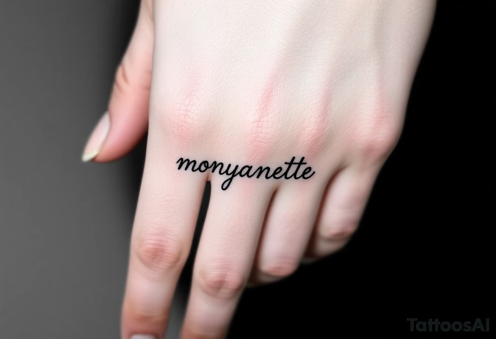 the name “monyanette” under the pinky side of the hand tattoo idea