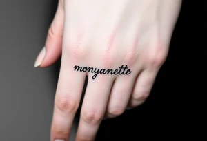 the name “monyanette” under the pinky side of the hand tattoo idea