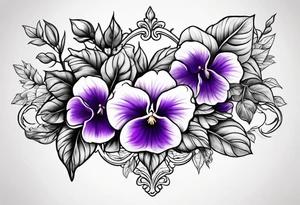 violet with greenery tattoo idea