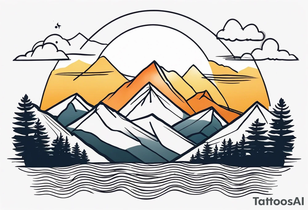 mountains with a sun tattoo idea