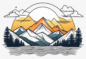 mountains with a sun tattoo idea