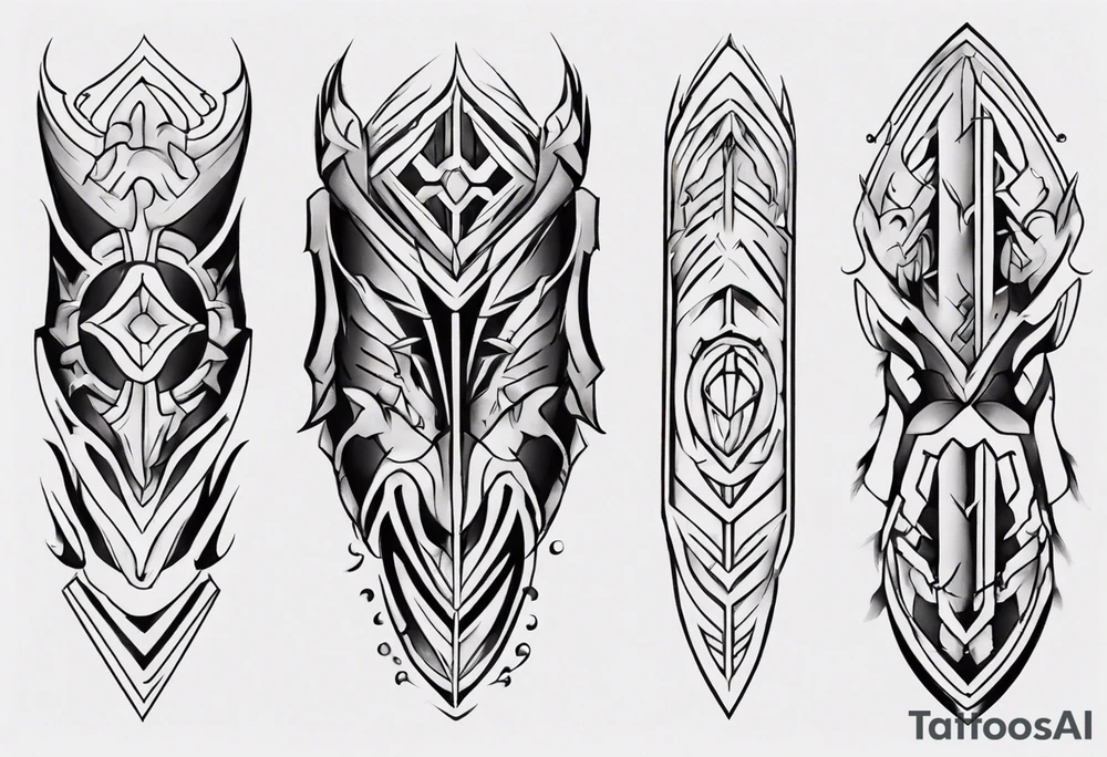 Leg armor symmetrical tattoo idea