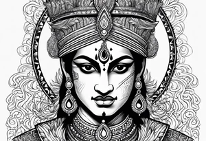 Full Lord krishna in angry mood tattoo idea