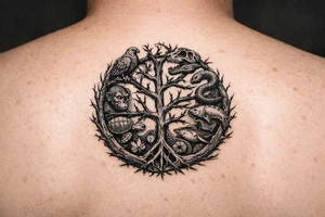 species phylogeny circle as tree branches tattoo idea