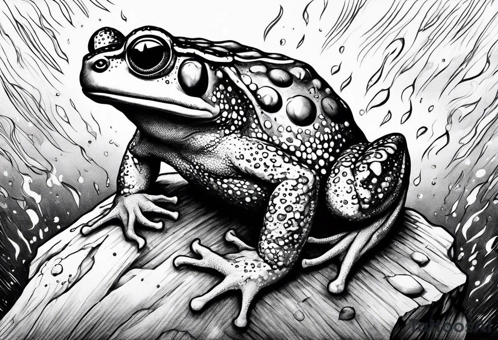A toad in a thunderstorm tattoo idea