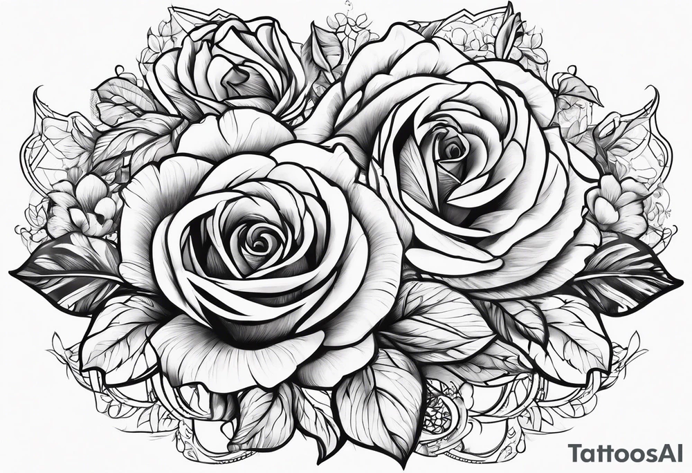 Birds and Roses head tattoo tattoo idea