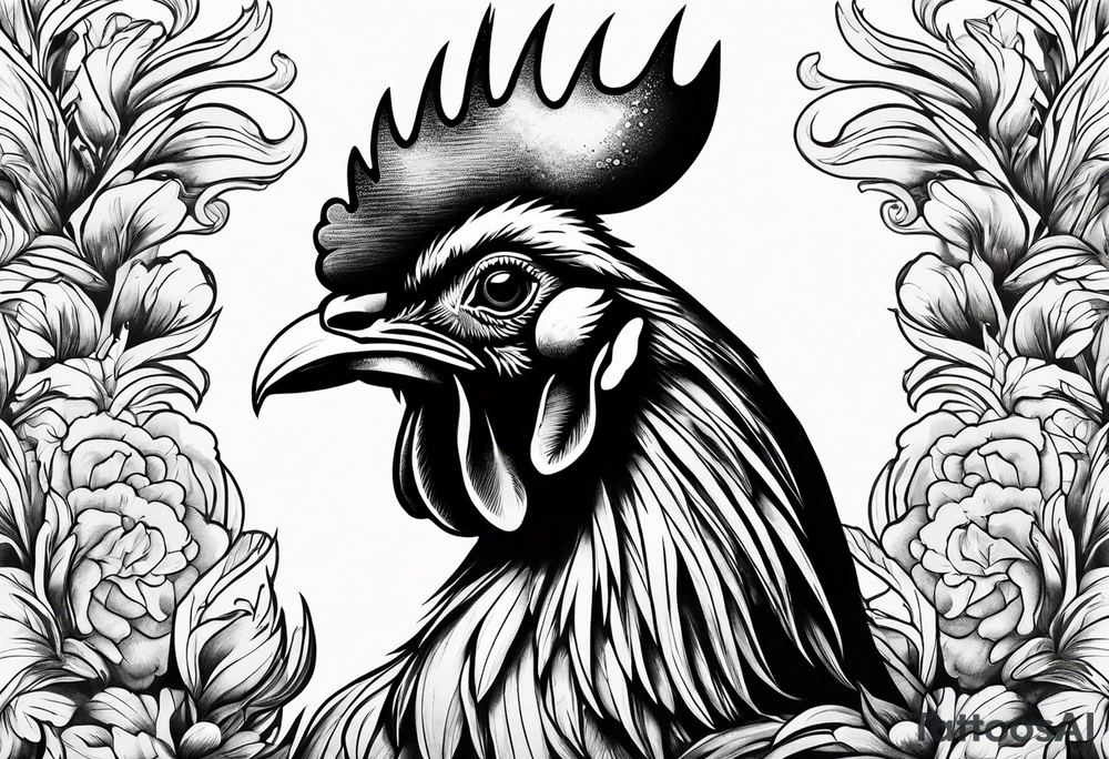Aggressive Rooster tattoo idea
