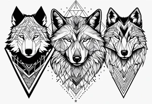 Forearm futuristic wolves design tattoo idea