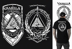 Valhalla valknut shield sword  axe barbed wire tattoo idea