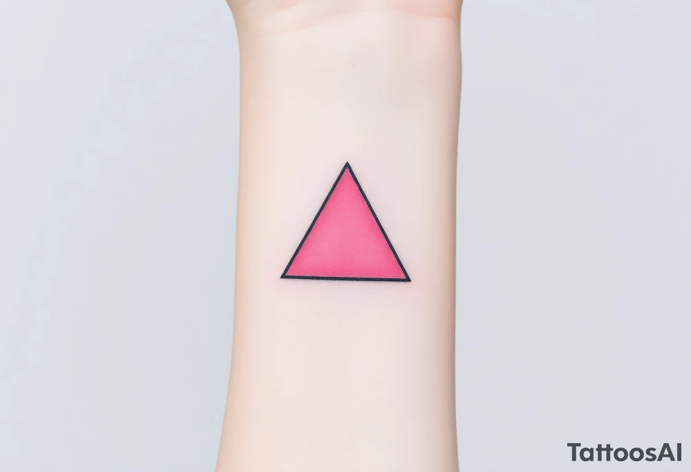 A pink triangle (upsidedown), with very small black lining and upside down. Just the colour pink. No shapes. Just the colour pink in a gradient filling the triangle tattoo idea