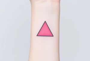 A pink triangle (upsidedown), with very small black lining and upside down. Just the colour pink. No shapes. Just the colour pink in a gradient filling the triangle tattoo idea