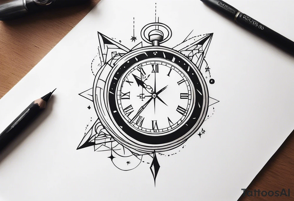 Very Simple tattoo combining elements of time, travel, and direction. It should take only an hour to finish. tattoo idea