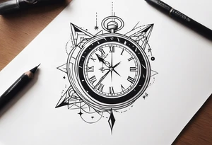 Very Simple tattoo combining elements of time, travel, and direction. It should take only an hour to finish. tattoo idea